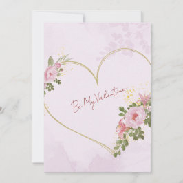 Pink Floral Heart Valentine Card Feestdagenkaart
