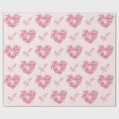Pink Floral Hearts Pattern Cadeaupapier (Vlak)