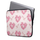 Pink Floral Hearts Pattern Electronics Bag Laptop Sleeve (Voorkant Links)