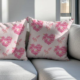 Pink Floral Hearts Pattern Kussen