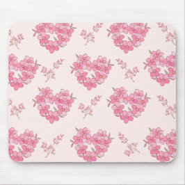 Pink Floral Hearts Pattern Mousepad Muismat