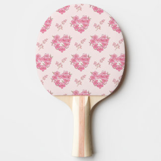 Pink Floral Hearts Pattern Ping Pong Paddle Tafeltennisbatje
