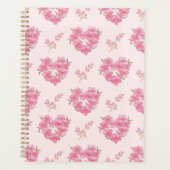 Pink Floral Hearts Pattern Planner (Voorkant)