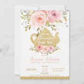 Pink Floral High Tea Graduation Party Invitation (Devant)