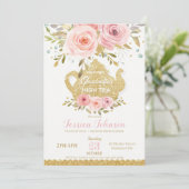 Pink Floral High Tea Graduation Party Invitation (Debout devant)