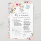 Pink Floral High Tea Party Weddenschap Traditionee (Voorkant / Achterkant)