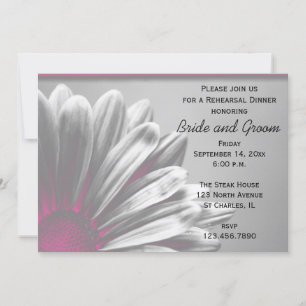 Pink Floral Highlight Wedding Rehearsal Dinner Kaart