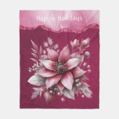 Pink Floral Holiday Fleece Blanket (Voorkant)