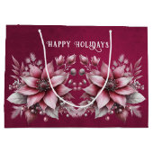 Pink Floral Holiday Gift Bag Groot Cadeauzakje (Achterkant)