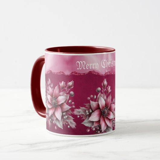 Pink Floral Holiday Mok (Voorkant links)