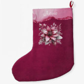 Pink Floral Holiday Stocking Grote Kerstsok (Achterkant)