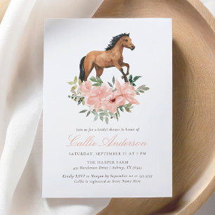 Pink Floral Horse Vrijgezellenfeest Kaart