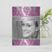 Pink Floral Imprimer Photo Sweet 16 invitation d'a (Debout devant)