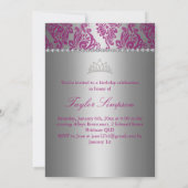 Pink Floral Imprimer Photo Sweet 16 invitation d'a (Dos)