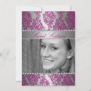 Pink Floral Imprimer Photo Sweet 16 invitation d'a