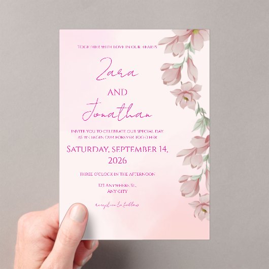Pink floral invitation (In situ (ordinateur de poche))
