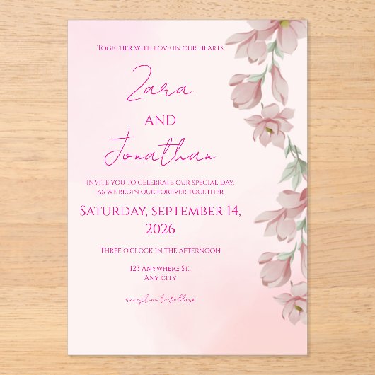 Pink floral invitation (Recto)
