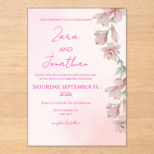Pink floral invitation acryl uitnodigingen (Voorkant)