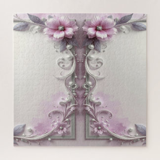 Pink Floral Jigsaw Puzzle Legpuzzel