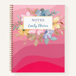 Pink Floral Journal Notes Aangepaste tekst Notitieboek