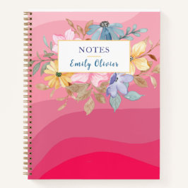 Pink Floral Journal Notes Aangepaste tekst Notitieboek