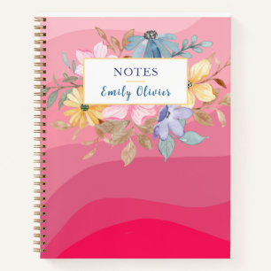 Pink Floral Journal Notes Aangepaste tekst Notitieboek