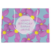 Pink Floral Joyeux Anniversaire Grand Sac Cadeau (Devant)
