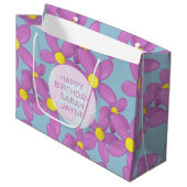 Pink Floral Joyeux Anniversaire Grand Sac Cadeau (Devant Angle)