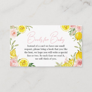 Pink Floral Lemon Baby shower Boeken voor Baby Informatiekaartje