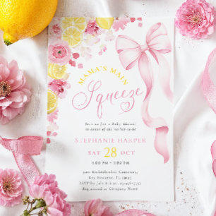Pink Floral Lemon Baby shower Uitnodiging