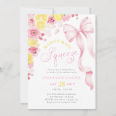 Pink Floral Lemon Baby shower Uitnodiging (Voorkant)