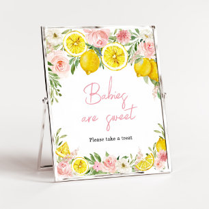 Pink Floral Lemon Baby's zijn zoet Poster
