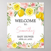 Pink Floral Lemon Welkom Poster (Voorkant)