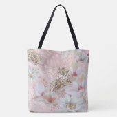 Pink Floral Leopard Pattern Mode Tas (Achterkant)