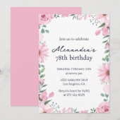 Pink Floral Lijst 78ste verjaardag Kaart (Voorkant / Achterkant)