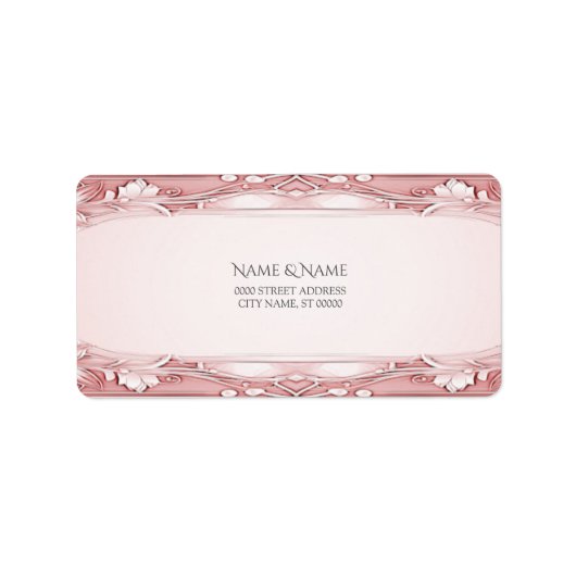 Pink Floral Lijst adreslabel Etiket (Voorkant)