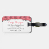 Pink floral lilly pilly nom motif étiquette bagage (Dos horizontal)