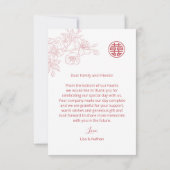 Pink Floral Line Art Mariage photo Merci (Dos)