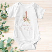 Pink Floral Little Miss Onederful 1e verjaardag Romper