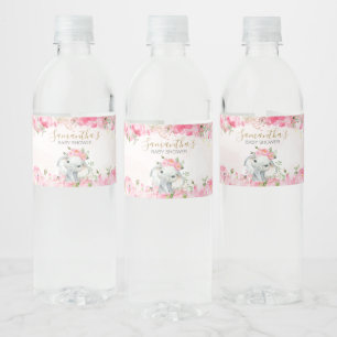 Pink Floral Little Peanut Baby shower Waterfles Etiket