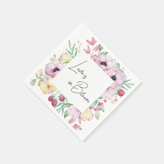 Pink Floral Love is in Bloom Vrijgezellenfeest Servet (Hoek)