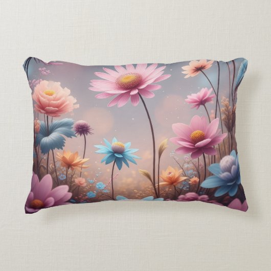 Pink floral Lumbar Pillow Accent Kussen (Voorkant)