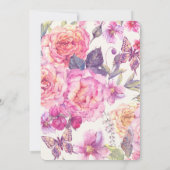 Pink Floral Memorial Service Kaart (Achterkant)