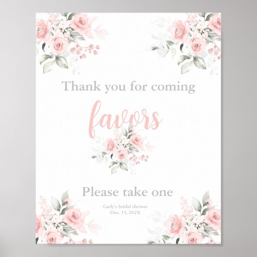 Pink floral merci d'être venu poster (Devant)