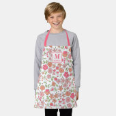 Pink Floral Monogram Apron Schort (Gedragen)