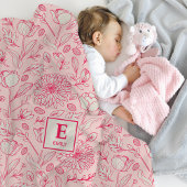 Pink Floral Monogramme Couverture personnalisée po