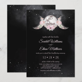 Pink Floral Moon Phases Mystical Wicca Handfasting Kaart