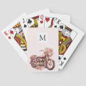 Pink Floral Motorcycle Monogram  Pokerkaarten (Achterkant)