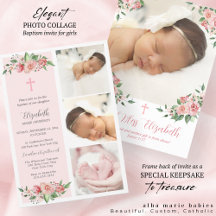 Pink Floral MultiphotoBaptisme voor meisjes