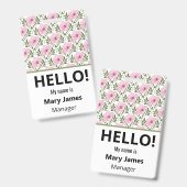 Pink floral Name Lanyard | Personalized ID Badge (Recto et verso)